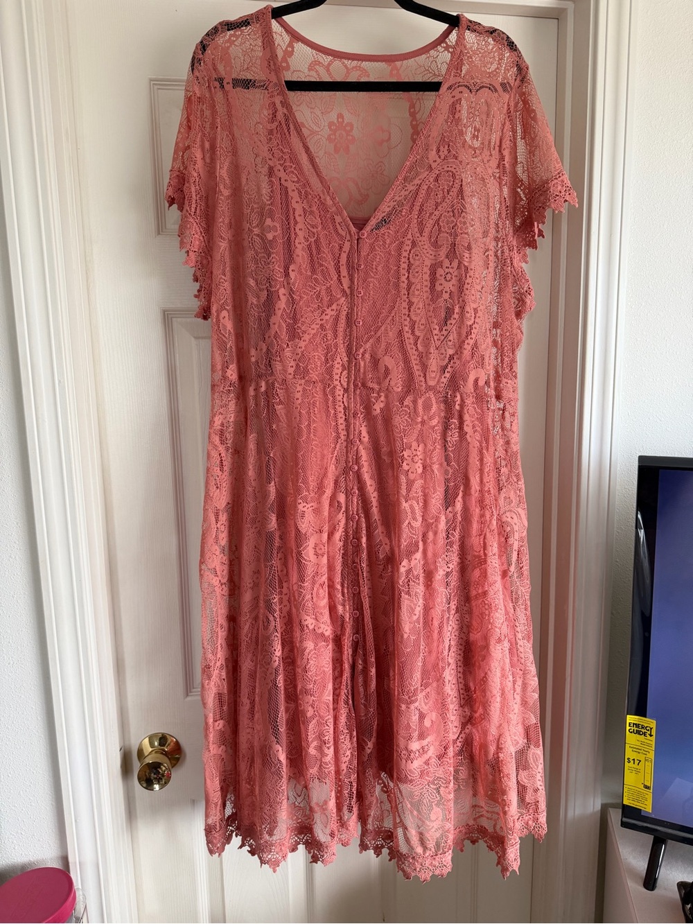 torrid Dusty Coral Ribbed V‑Notch Tee